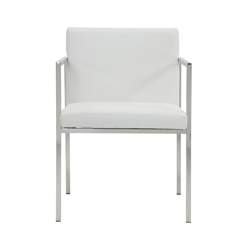 Pangea Home Fred 27.5" Glen Faux Leather Dining Chair in White (Set of