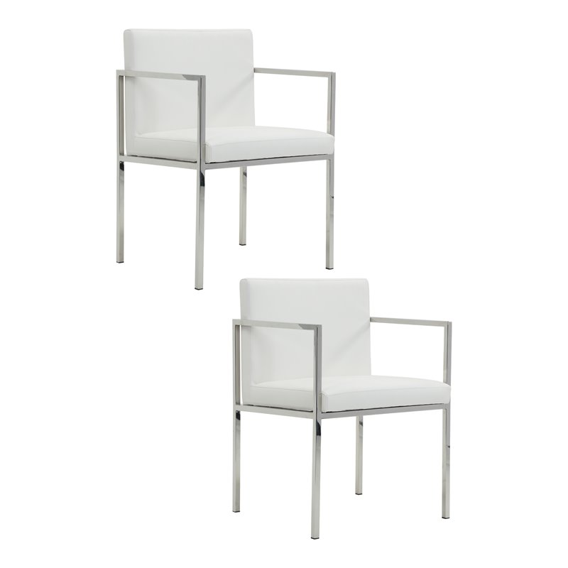 Pangea Home Fred 27.5" Glen Faux Leather Dining Chair in White (Set of