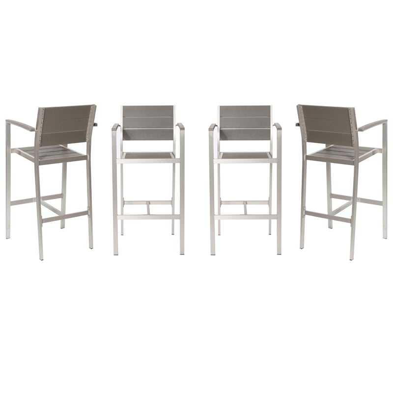 Pangea Home Betty 5-Piece Modern Aluminum Bar Set with Arms in Gray