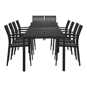 pangea home david 14-piece modern aluminum dining set in black finish