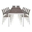 Pangea Home David 14-Piece Modern Aluminum Dining Set in White and Gray Finish