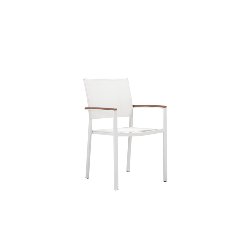 Pangea Home David 14-Piece Modern Aluminum Dining Set in Teak and White Finish