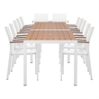 Pangea Home David 14-Piece Modern Aluminum Dining Set in Teak and White Finish