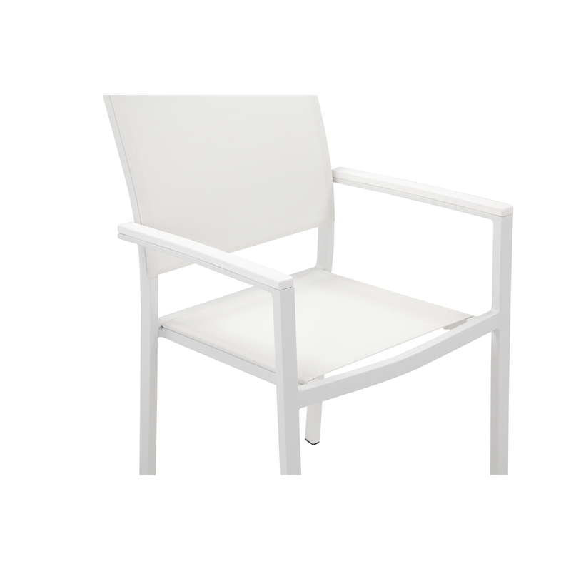 Pangea Home David 14-Piece Modern Aluminum Dining Set in White Finish