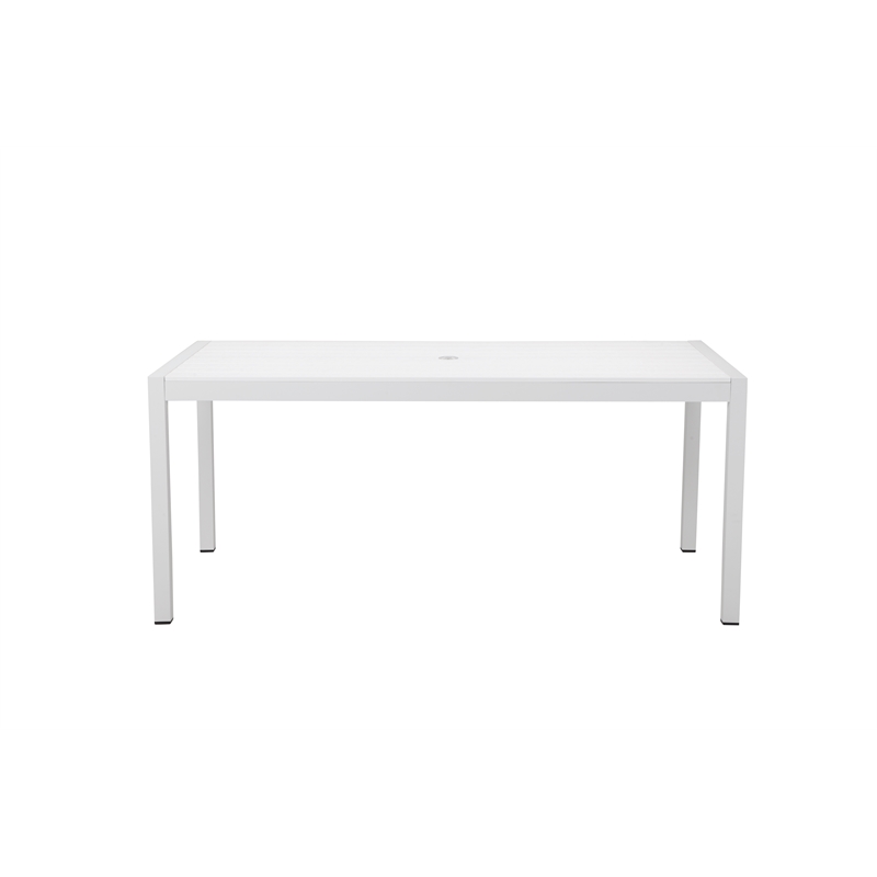 Pangea Home David 14-Piece Modern Aluminum Dining Set in White Finish