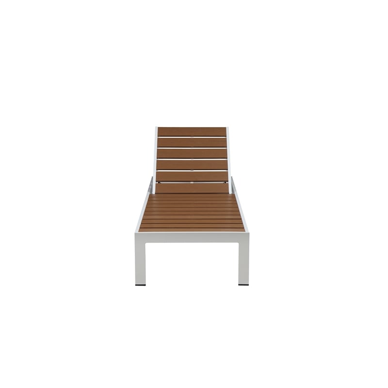 Pangea Home Joseph Modern Style Aluminum Lounger in Teak Finish