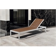 Pangea Home Joseph Modern Style Aluminum Lounger in Teak Finish