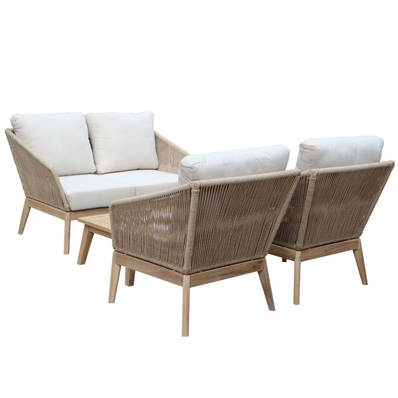 Pangea Home Diego Modern Acacia Wood Sofa Chair in Beige Finish