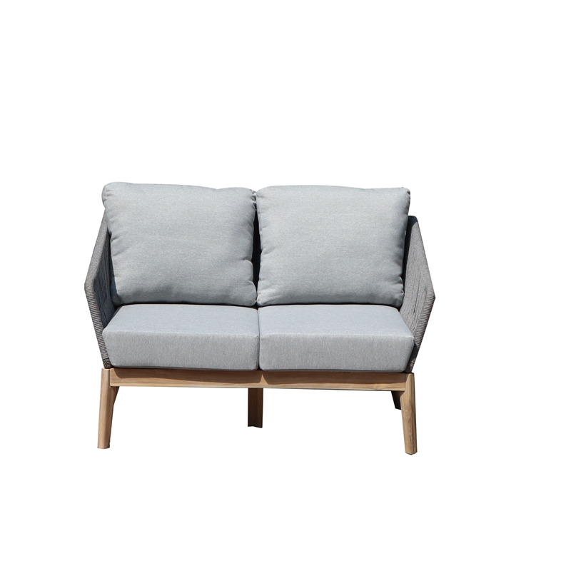 Pangea Home Diego Two Seater Modern Acacia Wood Sofa in Gray Finish
