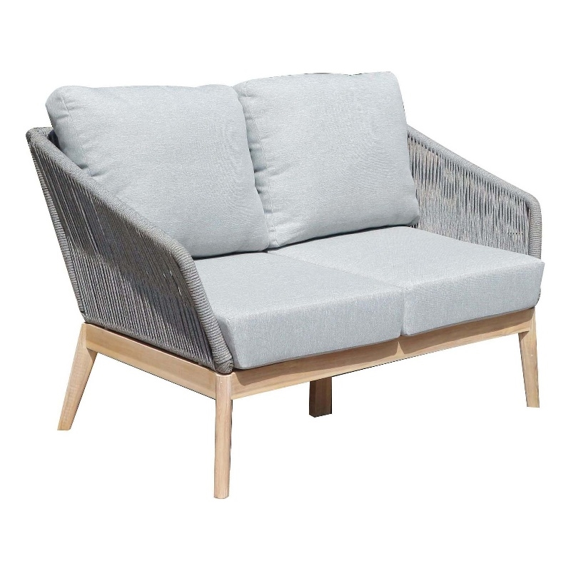 Pangea Home Diego Two Seater Modern Acacia Wood Sofa in Gray Finish