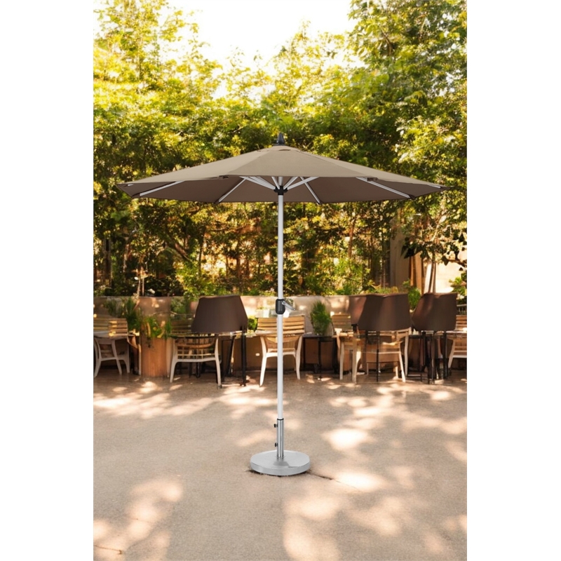 Pangea Home Ella Modern Aluminum and Fabric Umbrella Set in Gray/White