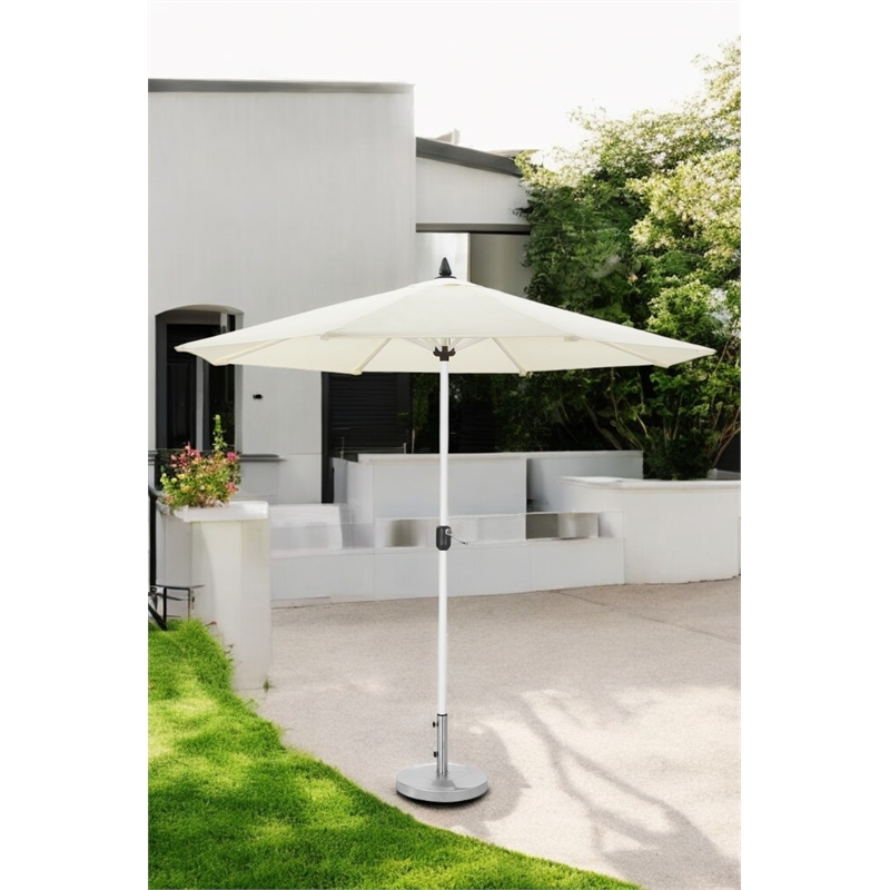 Pangea Home Ella Modern Aluminum and Fabric Umbrella Set in White Finish