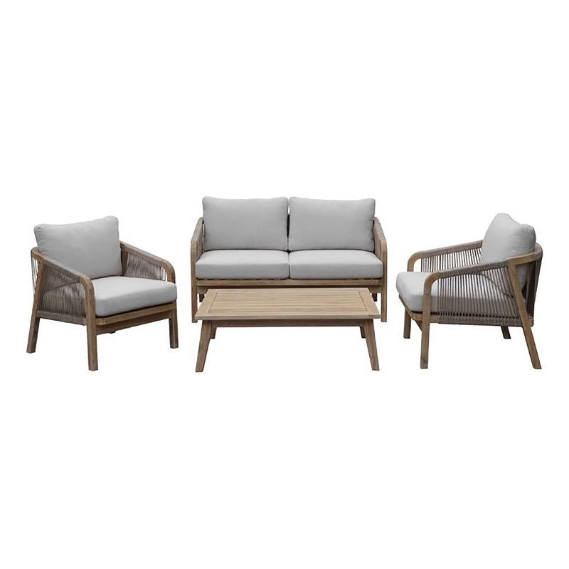 Pangea Home Lola 4-Piece Modern Acacia Wood Dining Set in Beige Finish