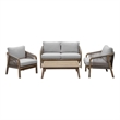 Pangea Home Lola 4-Piece Modern Acacia Wood Dining Set in Beige Finish