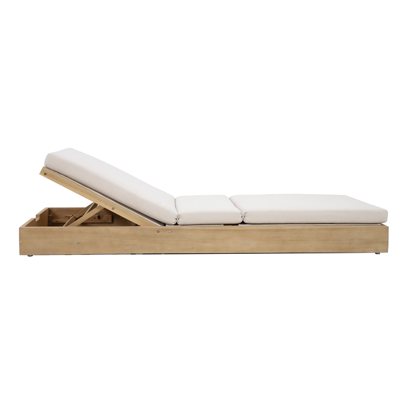 Pangea Home Mico Modern Style Acacia Wood Lounger in Beige Finish