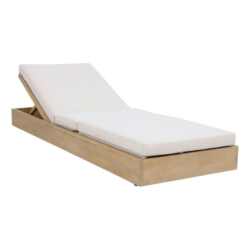 Pangea Home Mico Modern Style Acacia Wood Lounger in Beige Finish