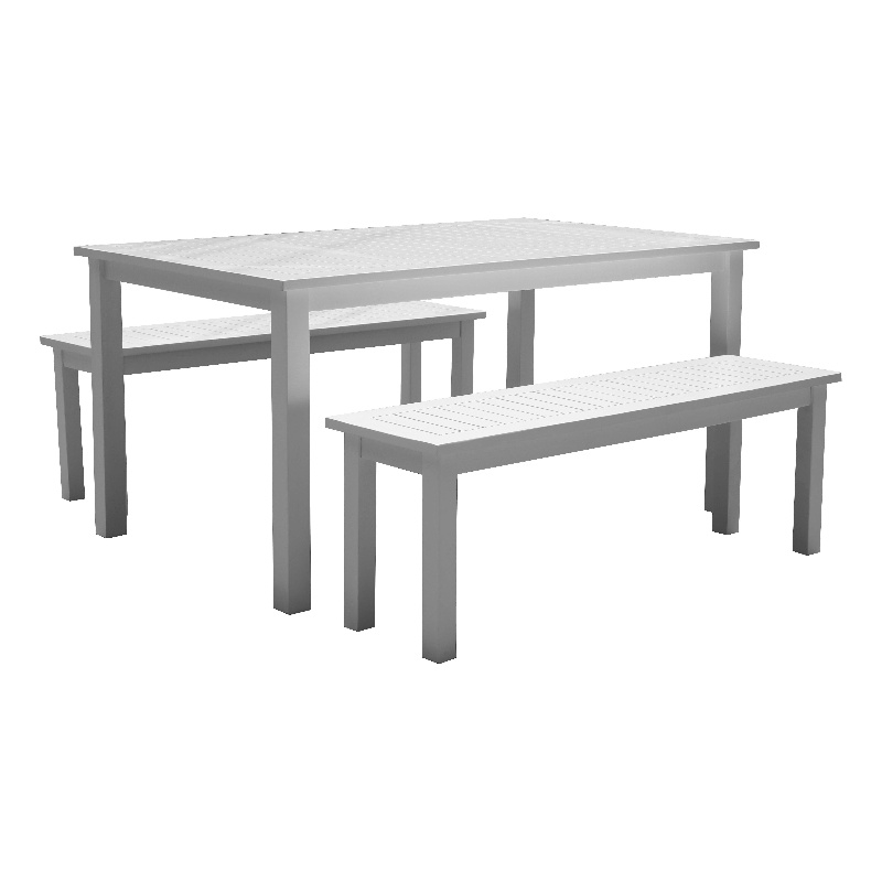 Pangea Home Agua 3-Piece Modern Acacia Wood Dining Set in White Finish