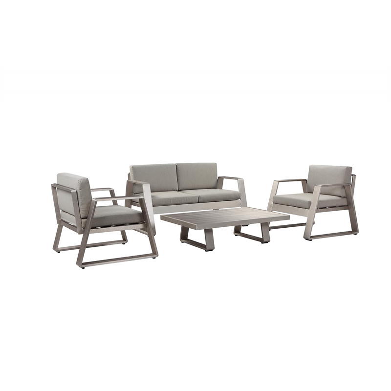 Pangea Home Air 4-Piece Modern Aluminum Sofa Set in Gray Finish