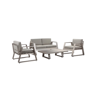 Pangea Home Air 4-Piece Modern Aluminum Sofa Set in Gray Finish