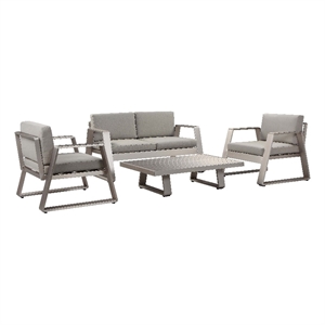 pangea home air 4-piece modern aluminum sofa set in gray finish