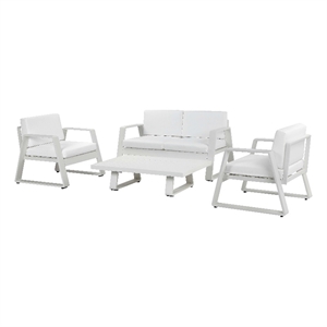 pangea home air 4-piece modern aluminum sofa set in white finish