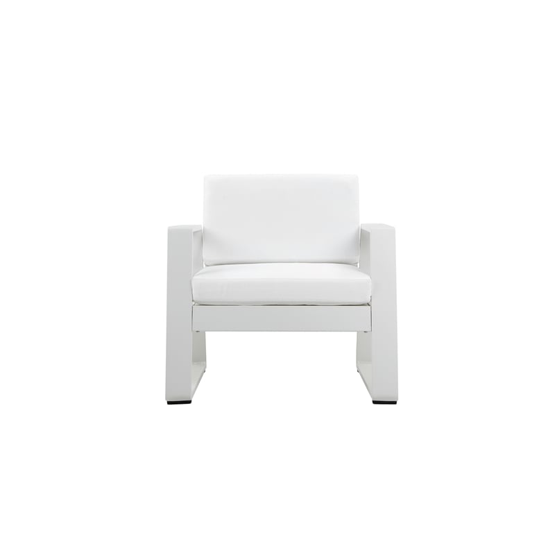 Pangea Home Air Modern Aluminum and Fabric Sofa Chair in White Finish