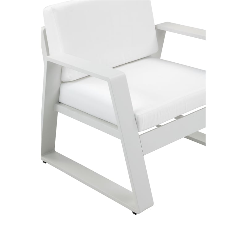 Pangea Home Air Modern Aluminum and Fabric Sofa Chair in White Finish