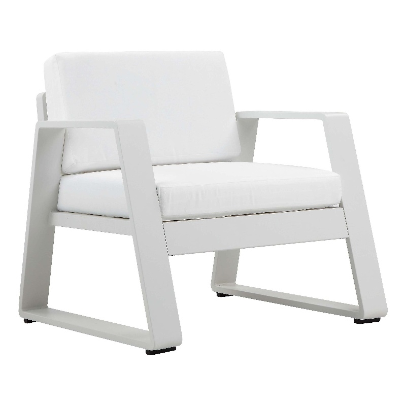 Pangea Home Air Modern Aluminum and Fabric Sofa Chair in White Finish