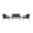 Pangea Home Chelsea 4-Piece Modern Aluminum Sofa Set in Slate Gray