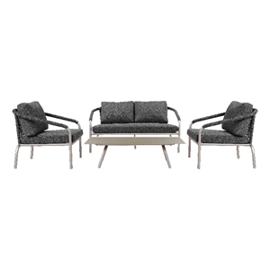 pangea home chelsea 4-piece modern aluminum sofa set in slate gray