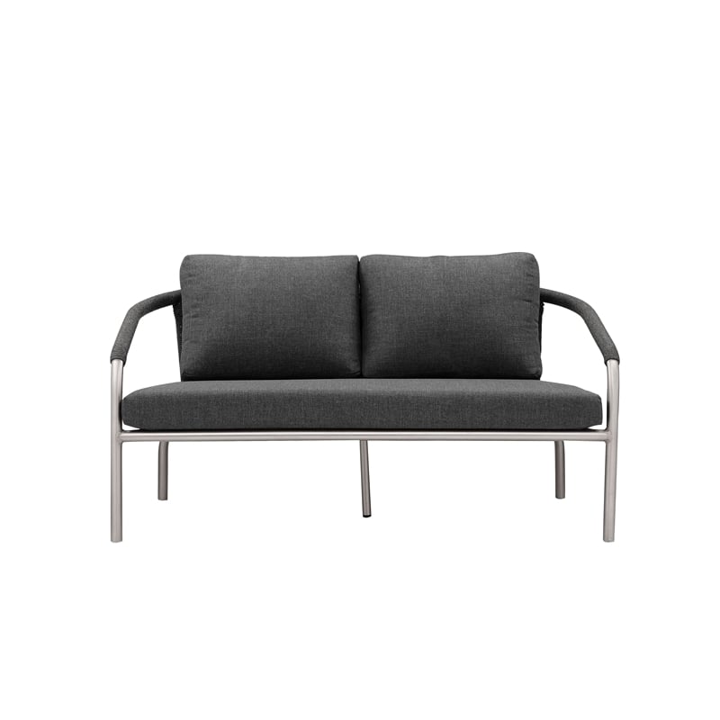 Pangea Home Chelsea Two Seater Modern Aluminum Sofa in Slate Gray