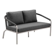 Pangea Home Chelsea Two Seater Modern Aluminum Sofa in Slate Gray