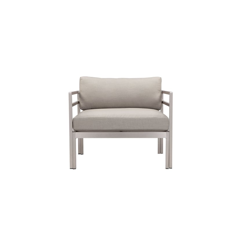 Pangea Home Cold Modern Style Aluminum Sofa Chair in Gray Finish