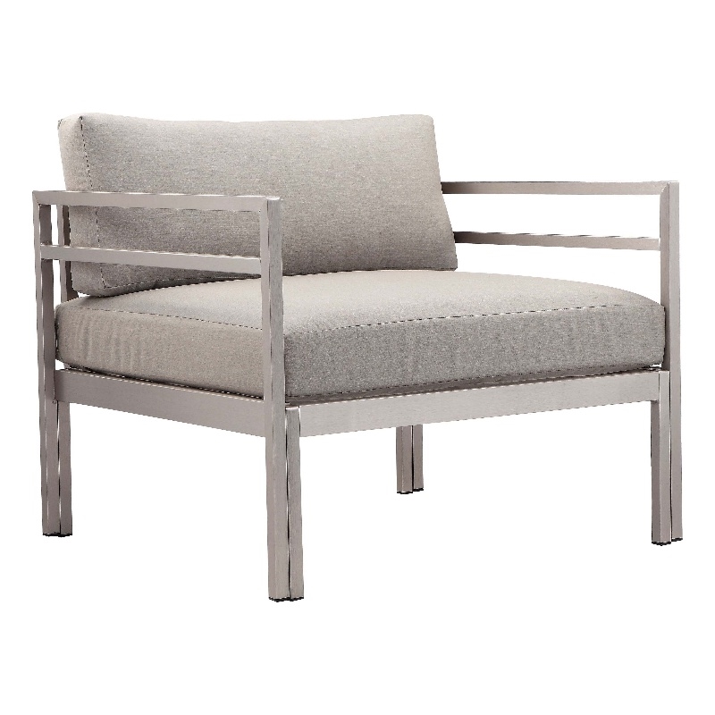 Pangea Home Cold Modern Style Aluminum Sofa Chair in Gray Finish