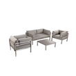 Pangea Home Cloud 4-Piece Modern Aluminum Sofa Set in Gray Finish