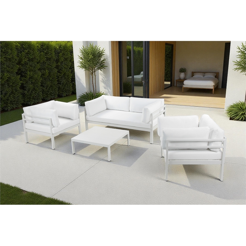 Pangea Home Cloud 4-Piece Modern Aluminum Sofa Set in White Finish