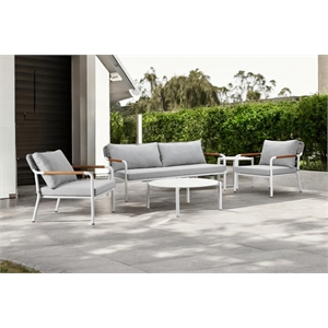 Pangea Home Dean 5-Piece Modern Aluminum Sofa Set in Gray Finish