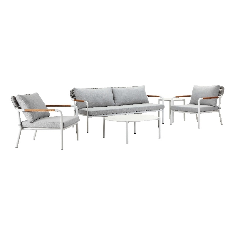 Pangea Home Dean 5-Piece Modern Aluminum Sofa Set in Gray Finish