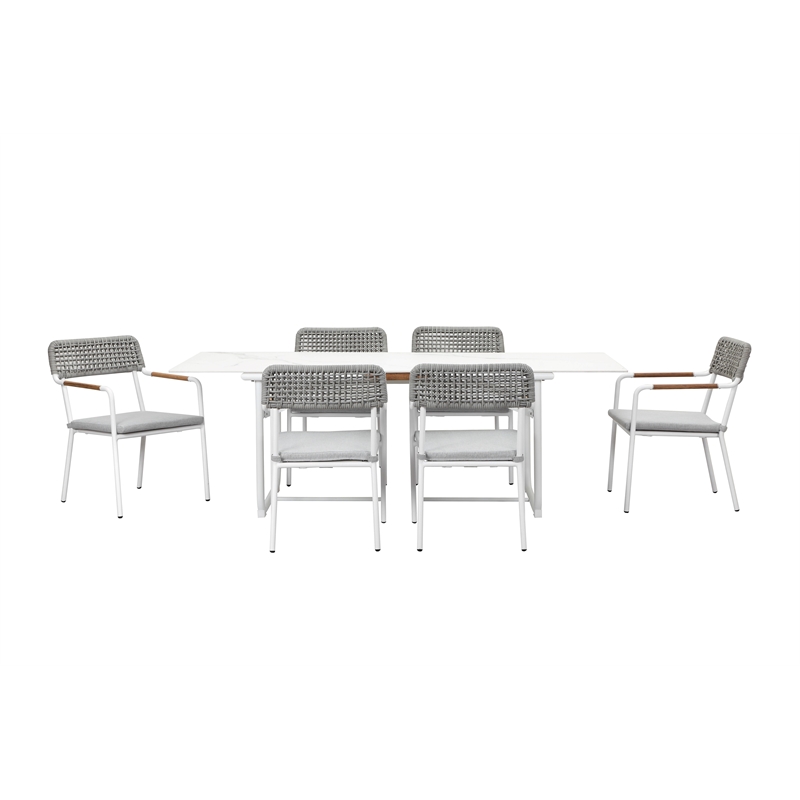 Pangea Home Dean 7-Piece Modern Aluminum Dining Set in Gray Finish