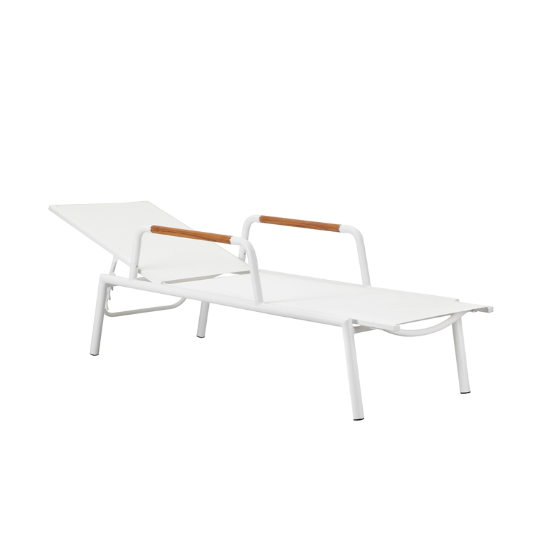 Pangea Home Dean Modern Aluminum Arm Loungers in White Finish (Set of 2)