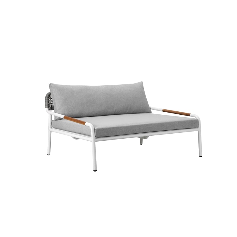 Pangea Home Dean 2-Piece Modern Aluminum Daybed and Ottoman in Gray