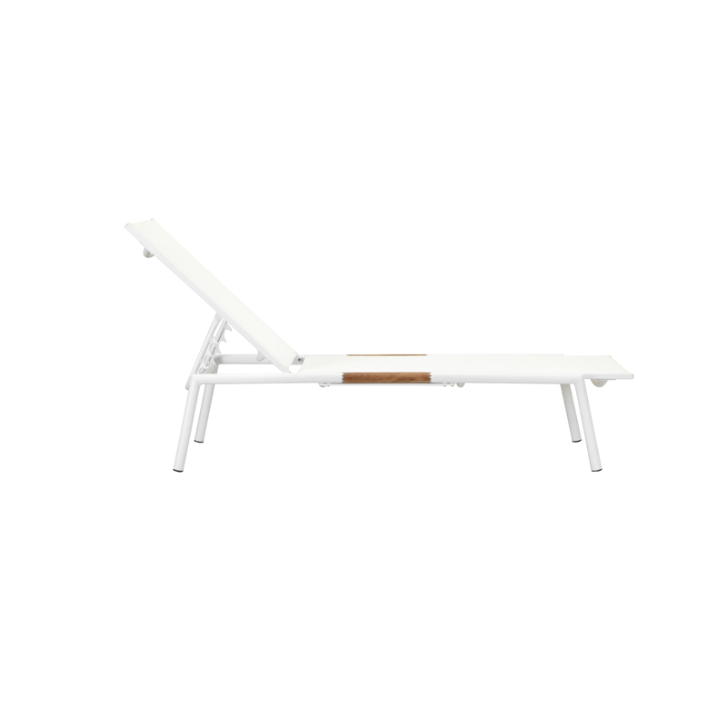 Pangea Home Dean Modern Aluminum Loungers in White Finish (Set of 2)