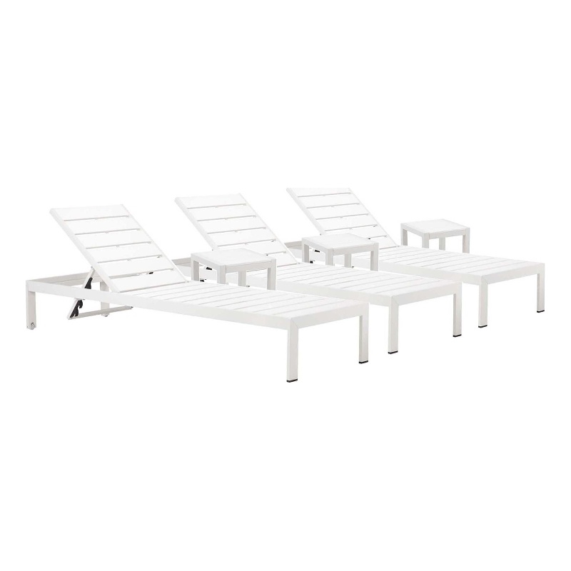 Pangea Home Joseph 6-Piece Aluminum Lounger and Side Table in White