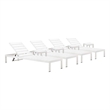 Pangea Home Joseph 8-Piece Aluminum Lounger and Side Table in White