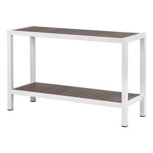 pangea home joseph modern aluminum console table in gray and white