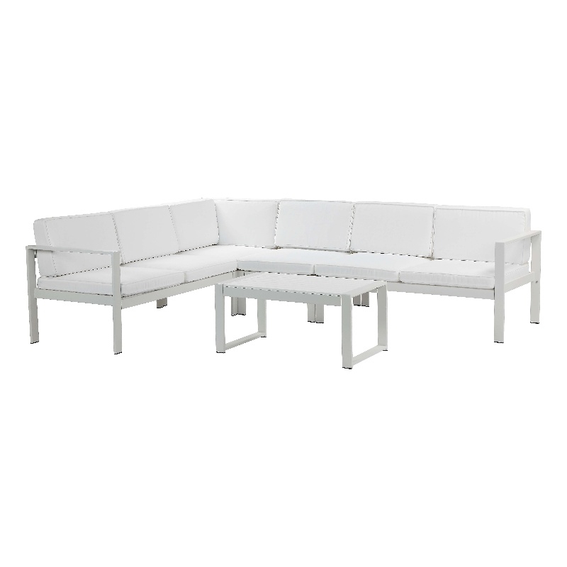 Pangea Home Karen 5-Piece Modern Aluminum Sectional in White Finish
