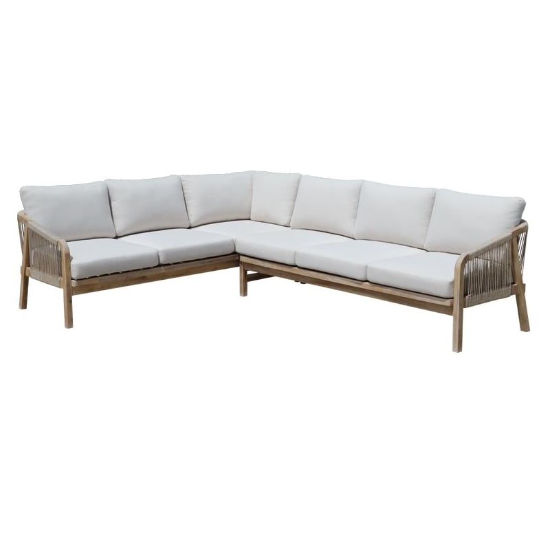 Pangea Home Lola 2-Piece Modern Acacia Wood Sectional in Beige Finish
