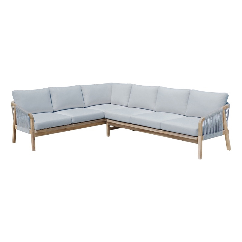 Pangea Home Lola 2-Piece Modern Acacia Wood Sectional in Gray Finish