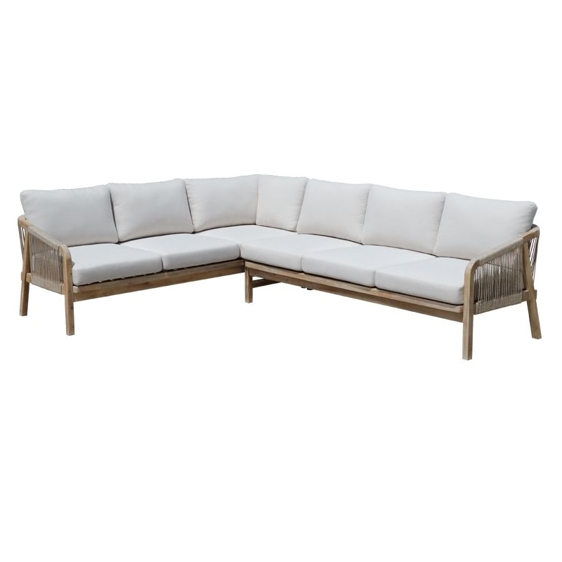 Pangea Home Lola 3-Piece Modern Acacia Wood Sectional in Beige Finish