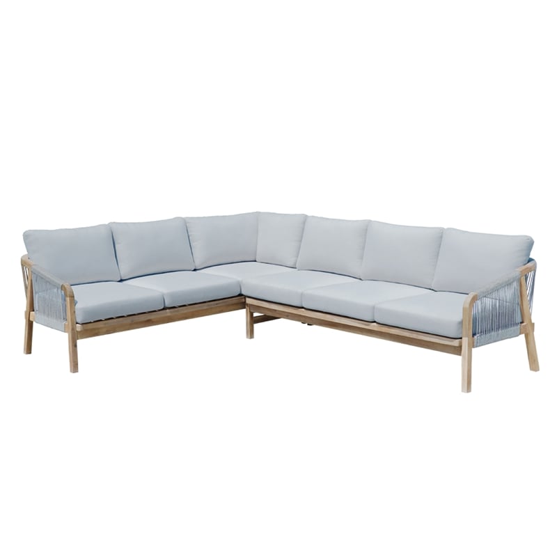 Pangea Home Lola 3-Piece Modern Acacia Wood Sectional in Gray Finish